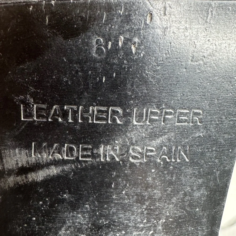 Black Leather Knee High Boots Women Made in‎ Spain Size 8 Boho Western Chic